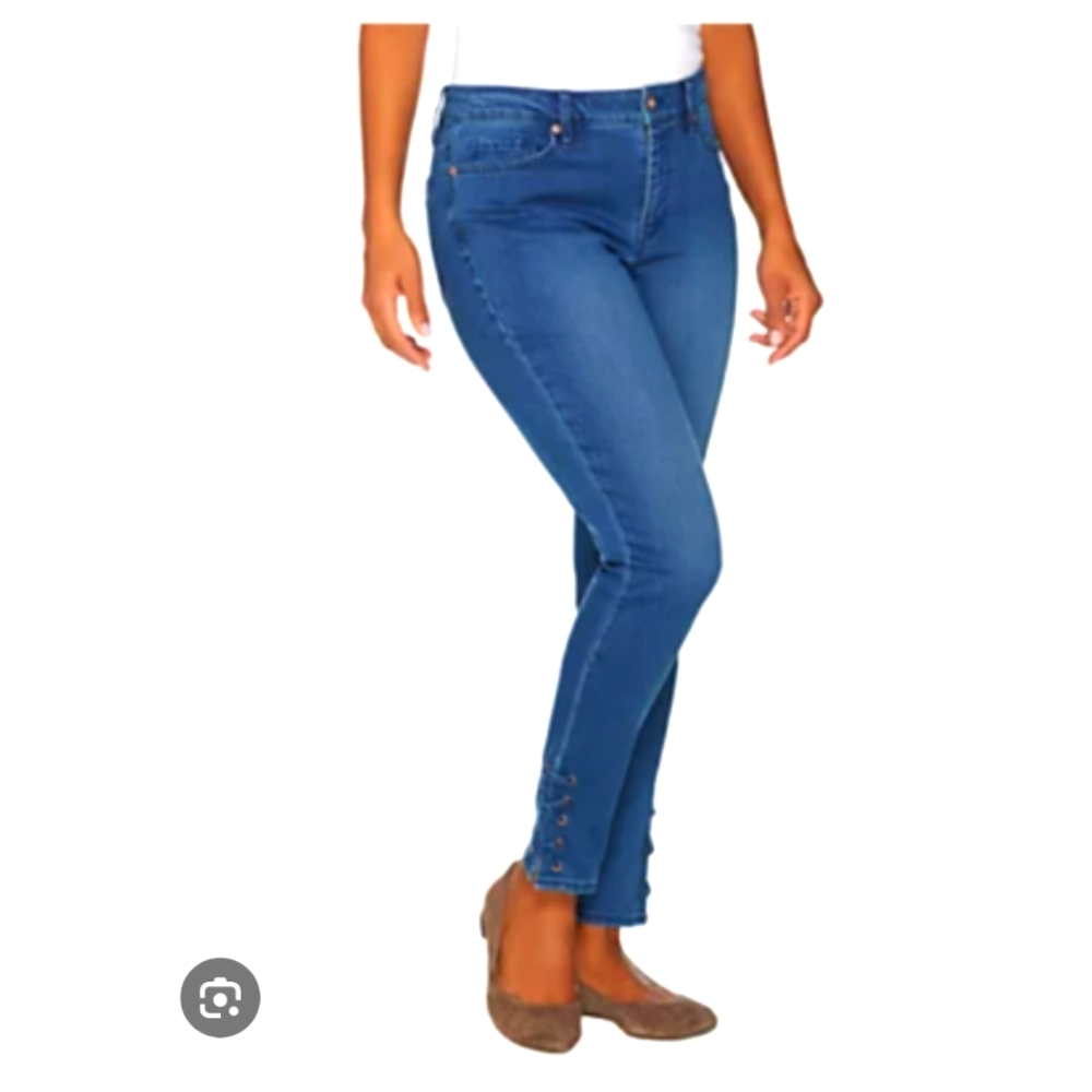 Martha Stewart Lace Up Skinny Ankle Jeans Sz 14P
